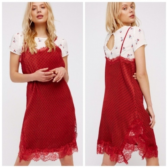 Free People Dresses & Skirts - Free People Margot Polka Dot  Slip Dress Size 6
